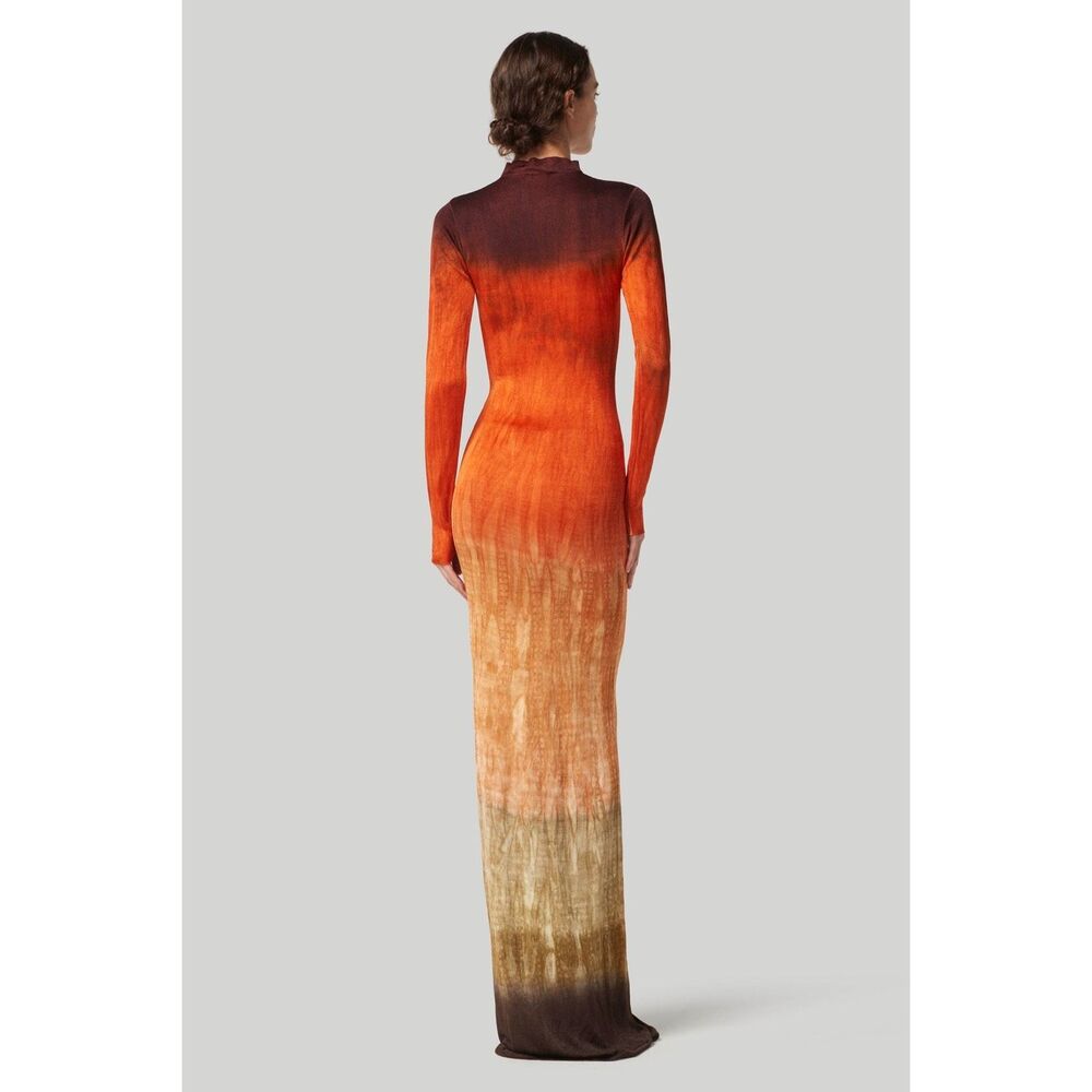 Altuzarra Mock Neck Hand Dyed Fall Winter 23 Rhea Maxi Dress Coral Medium $1995 - Picture 4 of 15